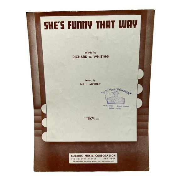 Piano Sheet Music Shes Funny That Way by Richard Whiting 1928 Vintage Neil Moret - Picture 1 of 5